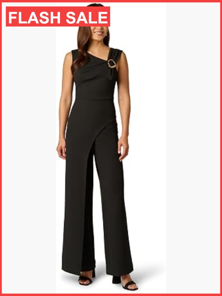 Wide Leg Cap Sleeve Jumpsuit With Buckle Detail